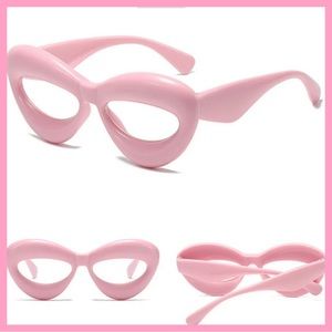 PINK CANDY COLOR CLEAR LENSE WIDE CATEYE FRAME BLUE‎ LIGHT BLOCKING GLASSES